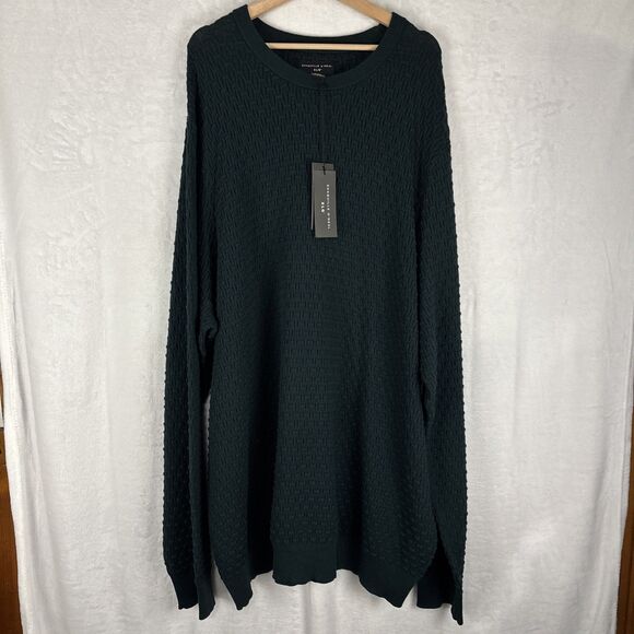 Shaquille O’Neal XLG Textured Sweater Cotton Blend Teal Forest Size 5XLT NWT - Picture 1 of 5